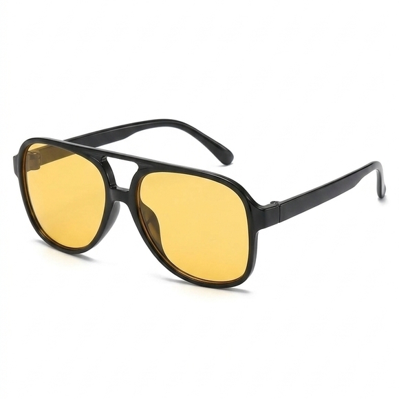 Generic Accessories - Retro Aviator Blue Light Blocking Glasses - Amber Tint